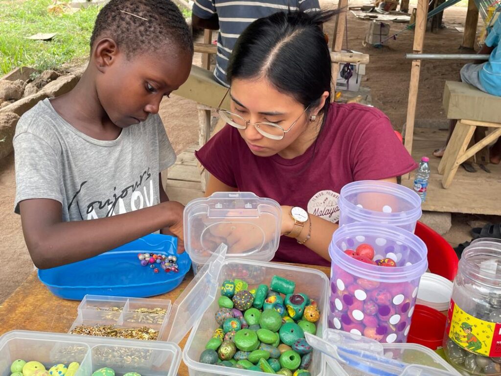 Volunteers with the kids
